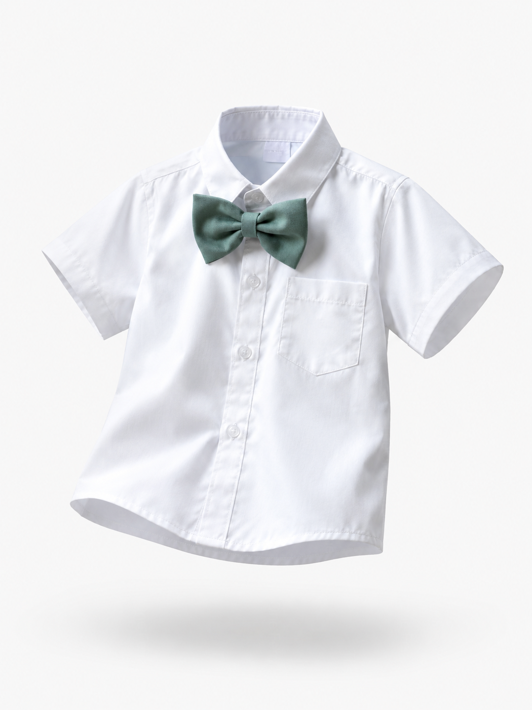 Completo Elegante Bambino Verde Salvia 4 Pezzi con Giacca Shorts Camicia e Papillong 4-10Anni