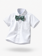 Completo Elegante Bambino Verde Salvia 4 Pezzi con Giacca Shorts Camicia e Papillong 4-10Anni