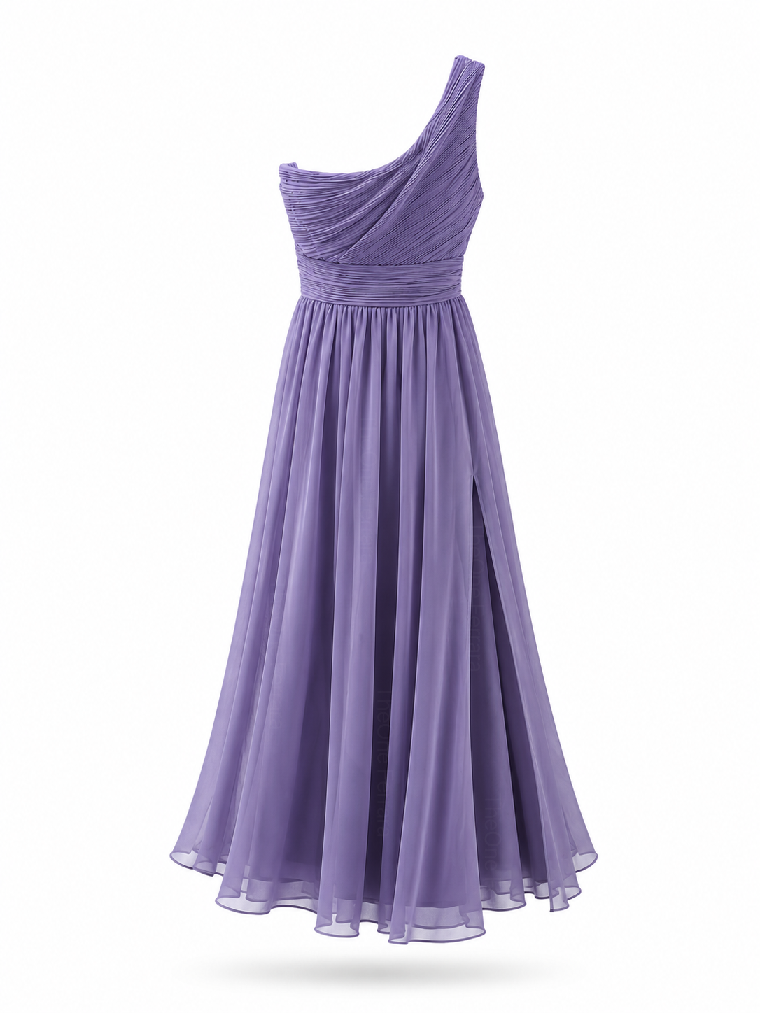 Abito Damigella Monospalla in Chiffon con Spacco Laterale