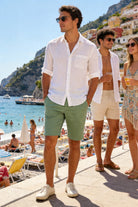 Bermuda Uomo Cotone Elasticizzato Slim Fit Turchese Estivi Casual - 7902