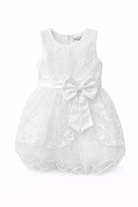 Abito da Battesimo Neonata Bianco 6–36 Mesi – Pizzo Floreale con Maxi Fiocco Cerimonia, Chiesa Compleanno 21017