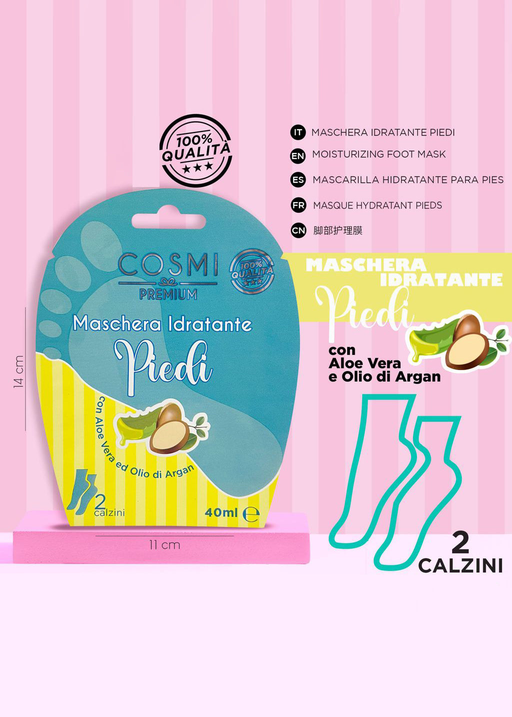 Maschera piedi con aloe e argan