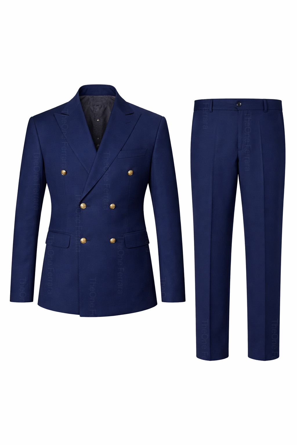 Abito Uomo Doppiopetto Blu Navy 2 Pezzi (Giacca + Pantaloni) con Bottoni Dorati | Cerimonia Business | Taglie 44–60 | ZLS10018 Blu Mare - 372