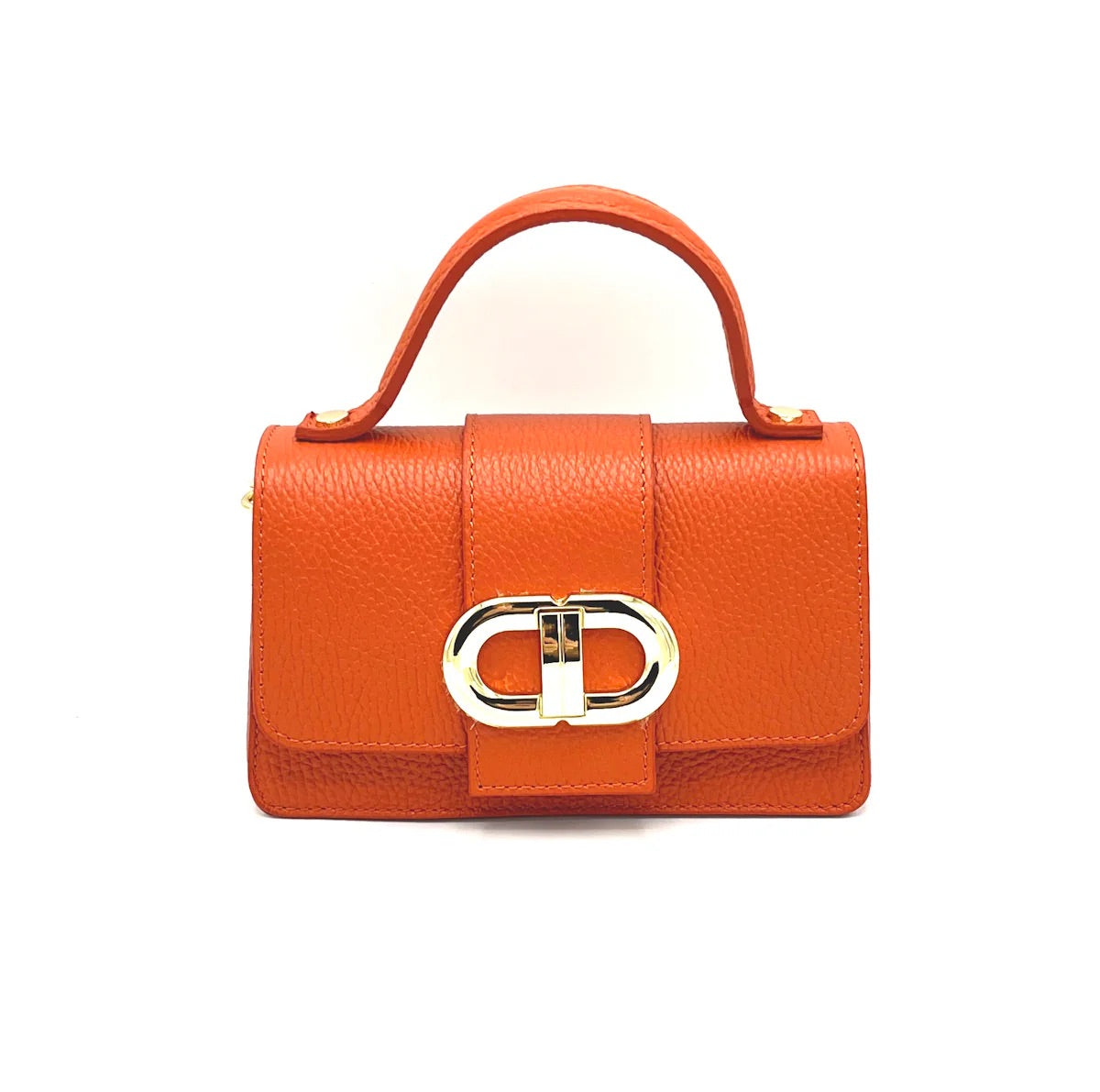 Mini Borsa a Tracolla in Vera Pelle Artigianale, Catena Removibile, Made in Italy – art. 112413 Orange
