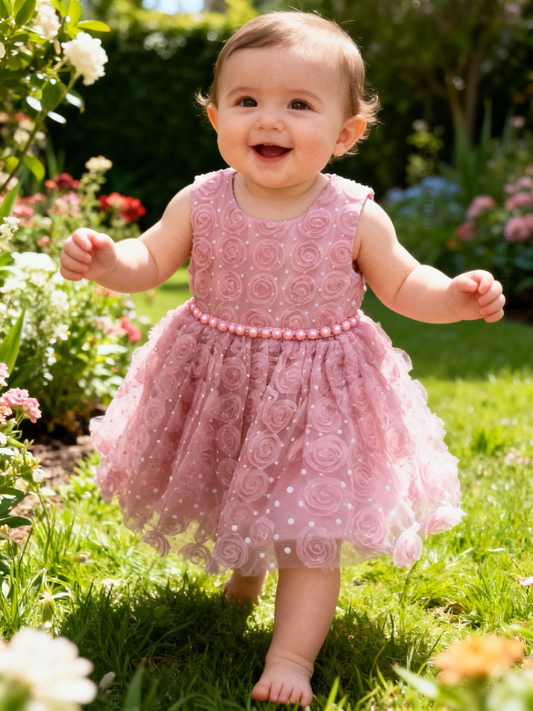 Abito da Principessa Rosa - Vestito Elegante per Neonata (6-36 mesi)