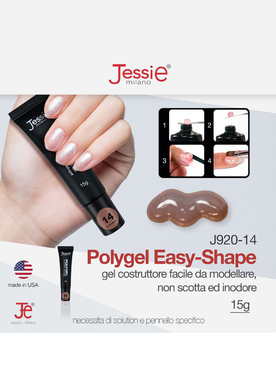 Polygel Gel Costruttore Caffè 15g – Easy Shape, Coprente, UV/LED