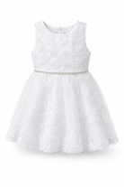Abito da Battesimo Bambina Bianco 6M–12 Anni – Tulle con Rose 3D e Cintura di Perle | Cerimonia Compleanno 6678 678
