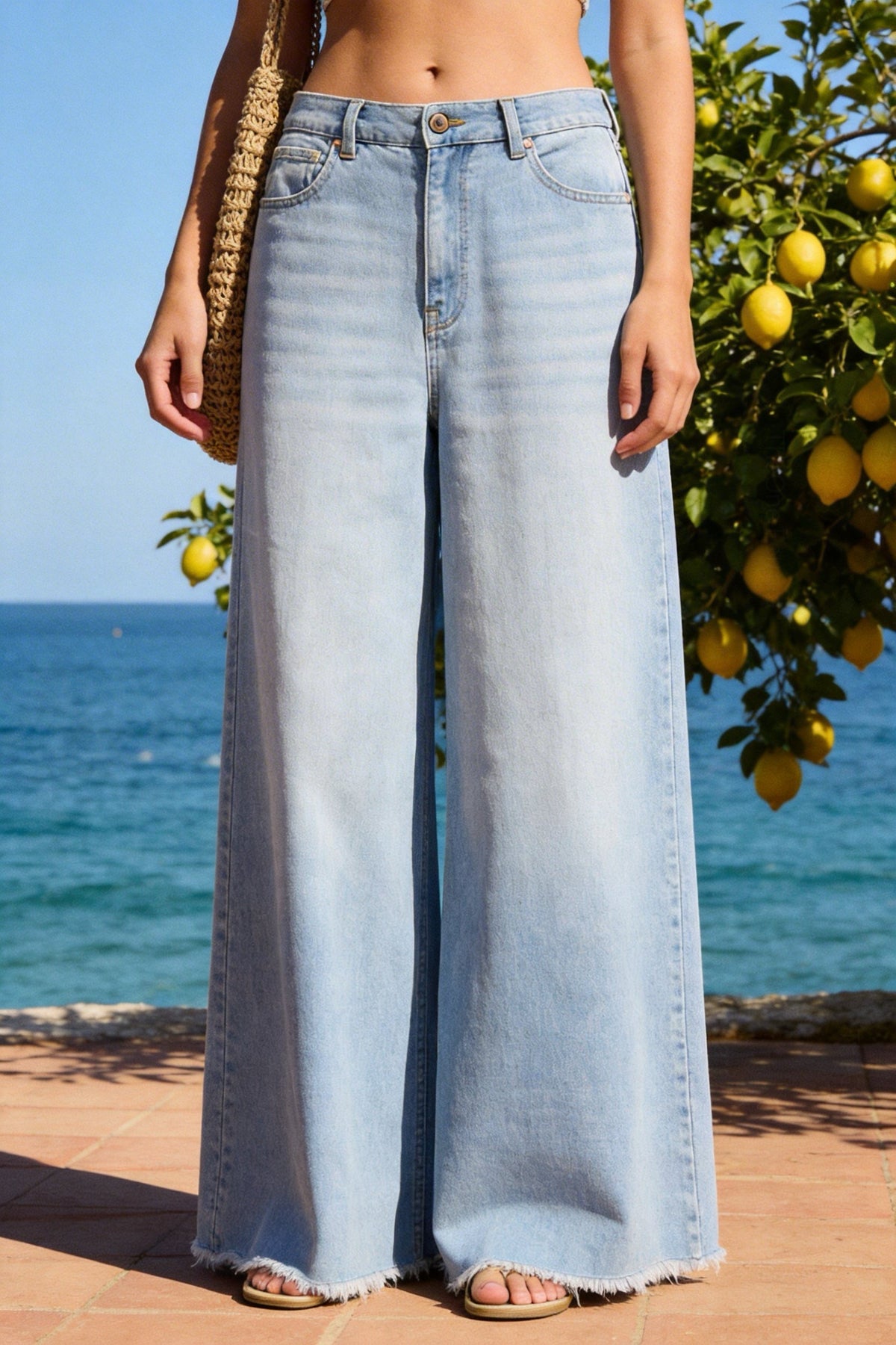 Jeans Donna Palazzo a Gamba Extra Larga – Pantaloni Denim Morbidi Effetto Gonna 1980