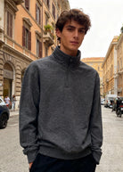 Felpa Unisex con Mezza Zip Foderata in Pile - Pullover Caldo Invernale Grigio