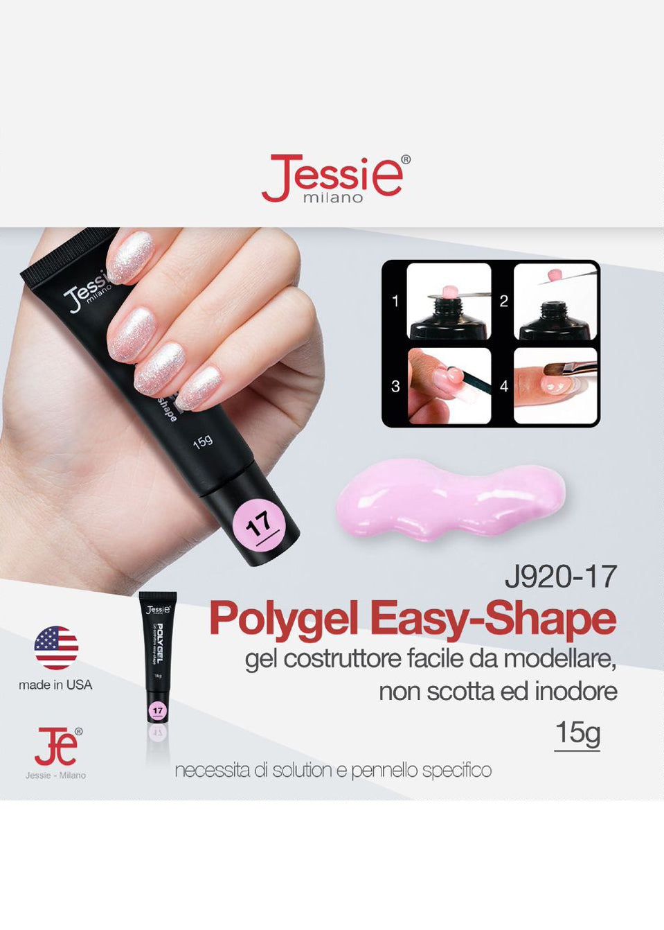 Polygel Gel Costruttore Fucsia 15g – Easy Shape, Vivace, UV/LED