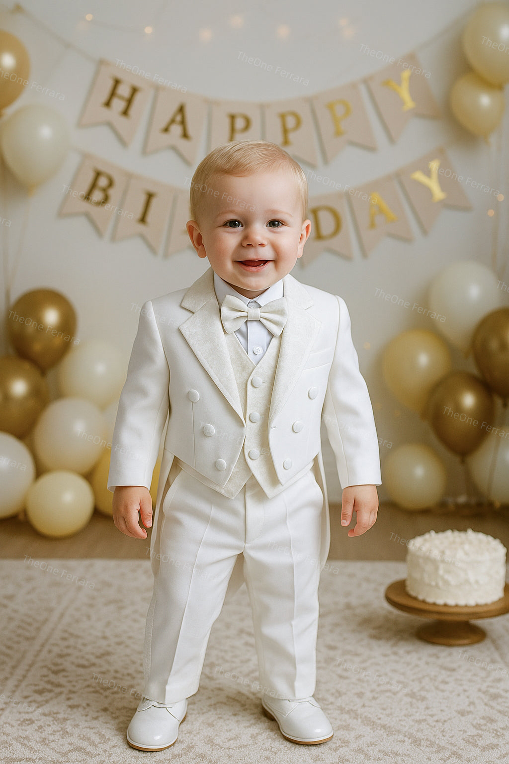 Frac neonato bianco è panna 3-36 mesi | Completo elegante cerimonia Panna 100% Poliestere
