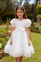 Abito da Cerimonia con Perle” – Eleganza e Raffinatezza per Ogni Principessa 2-12 anni 663 4 Anni Bianco