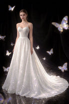 Abito da Sposa Principessa con Corsetto Nude e Strascico – Vestito Elegante in Tulle Glitter 828011