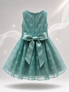 Vestito Bambina Elegante in Organza Jacquard Lurex con Fiocco