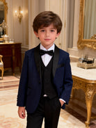 Completo Elegante Bambino Blu Notte Brillante 5 Pezzi Abito Cerimonia Matrimonio 1-14Anni