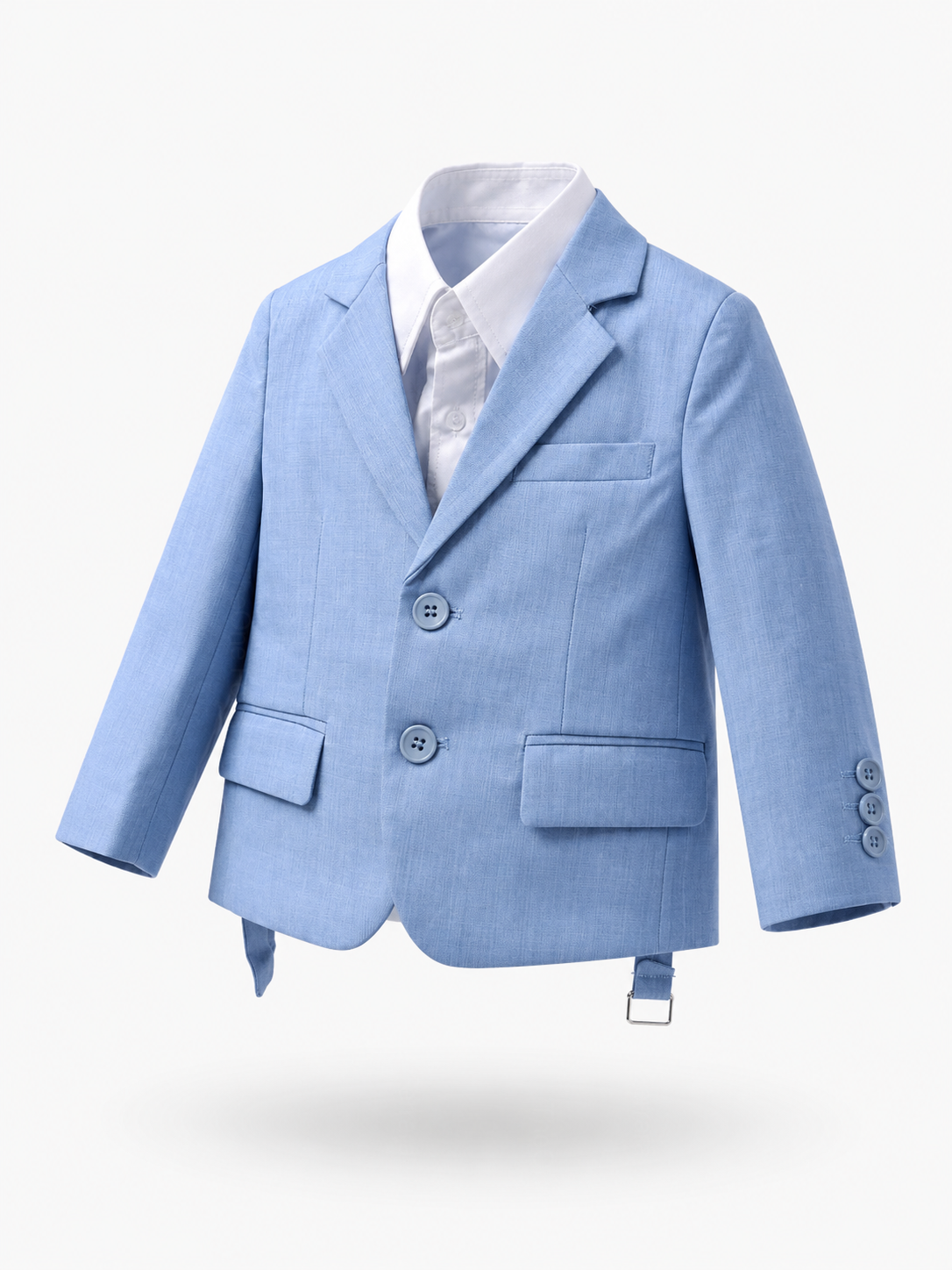 Completo Elegante Bambino Celeste 5 Pezzi con Giacca Gilet Pantaloni Camicia e Papillon