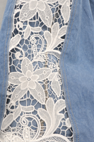 Jeans Donna a Gamba Larga con Inserto in Pizzo – Pantaloni Denim Eleganti Estivi 1989