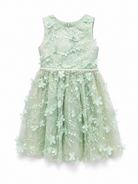 Abito da Cerimonia Bambina 2-12 Anni Elegante – Vestito con Fiori 3D e Gonna in Tulle per Matrimonio, Battesimo e Compleanno 716