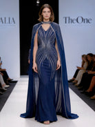 Abito da Gala Blu Due Pezzi con Mantella Gioiell 512353