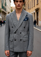 Di Lorenzo Sartoria Italiana | Giacca Doppiopetto LUNA NS | Gessato Azzurro | Tg. 48-58 Grigio