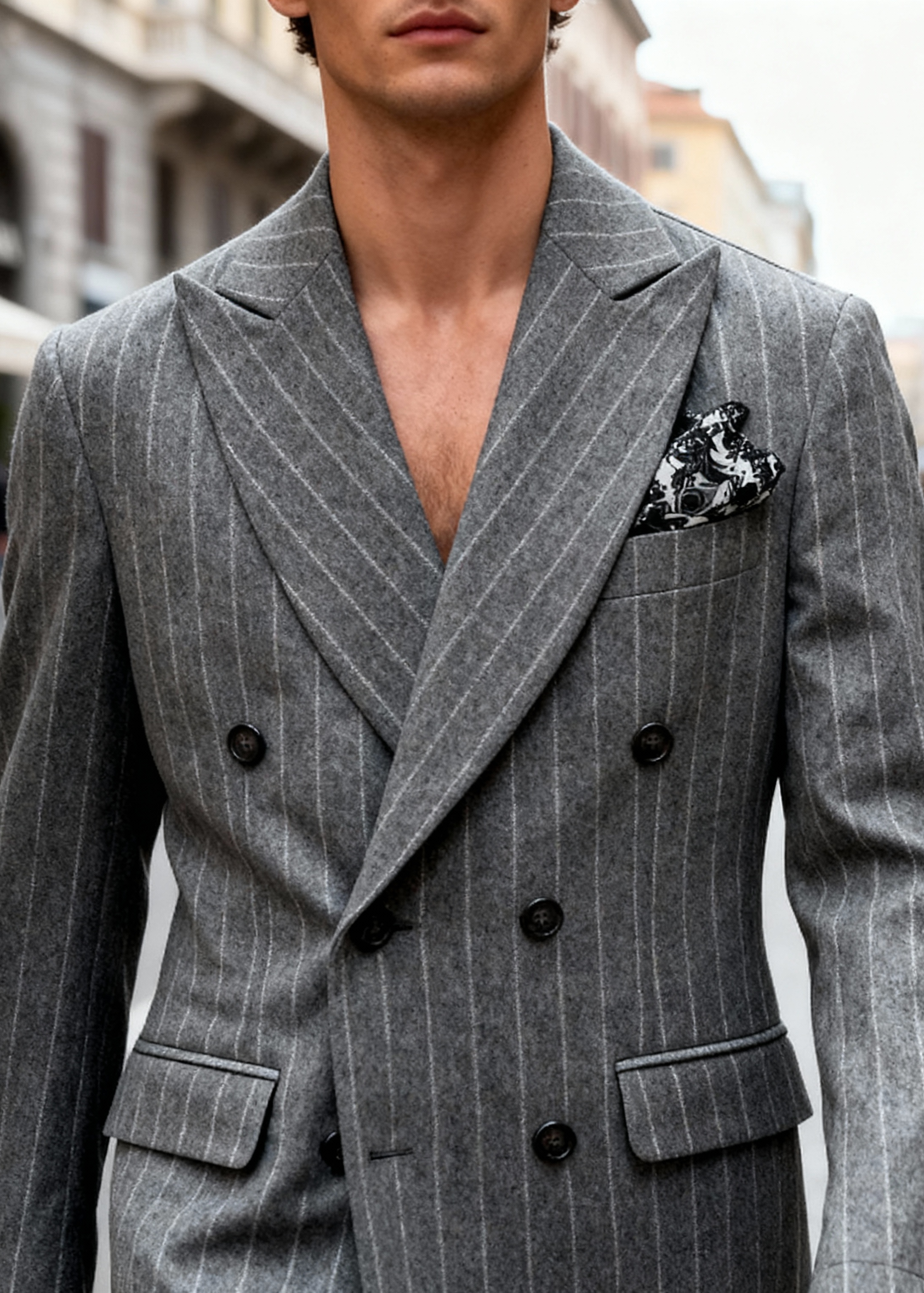 Di Lorenzo Sartoria Italiana | Giacca Doppiopetto LUNA NS | Gessato Azzurro | Tg. 48-58