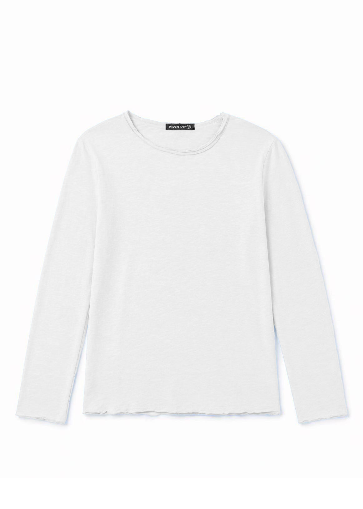 Maglia Uomo 100 Cotone Made in Italy Manica Lunga Casual S 3XL Bianco