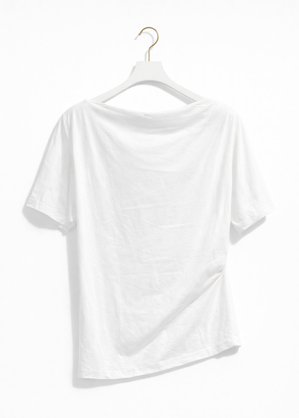 Top Donna Drappeggiato in Cotone – T-Shirt Elegante con Dettaglio Oro 66294