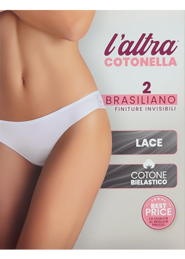 Brasiliana Cotonella Cotone e Pizzo Floreale – Confezione da 2 Pezzi