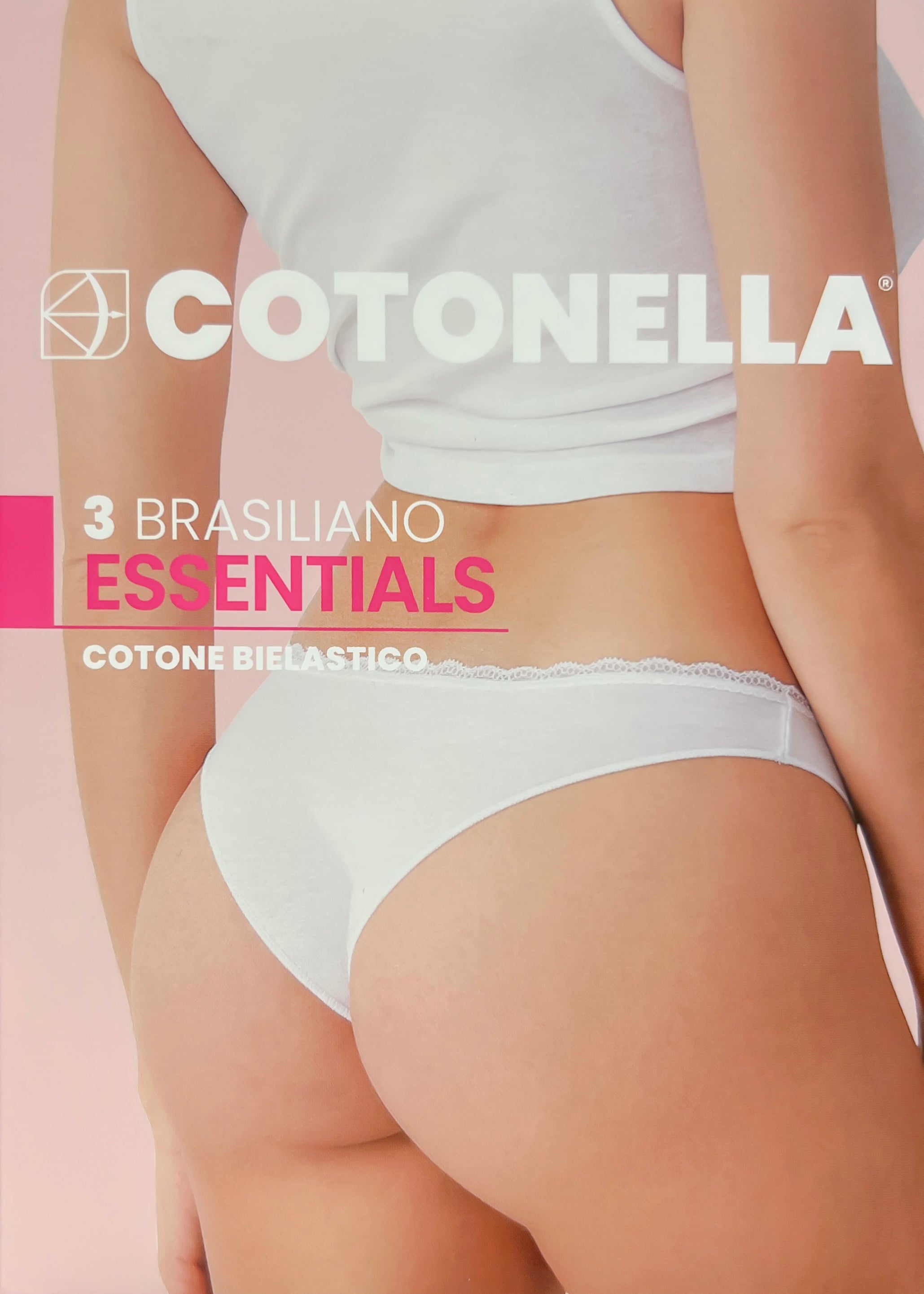 Brasiliana Donna Cotonella Essentials in Cotone Bielastico – Confezione da 3 Pezzi Nero