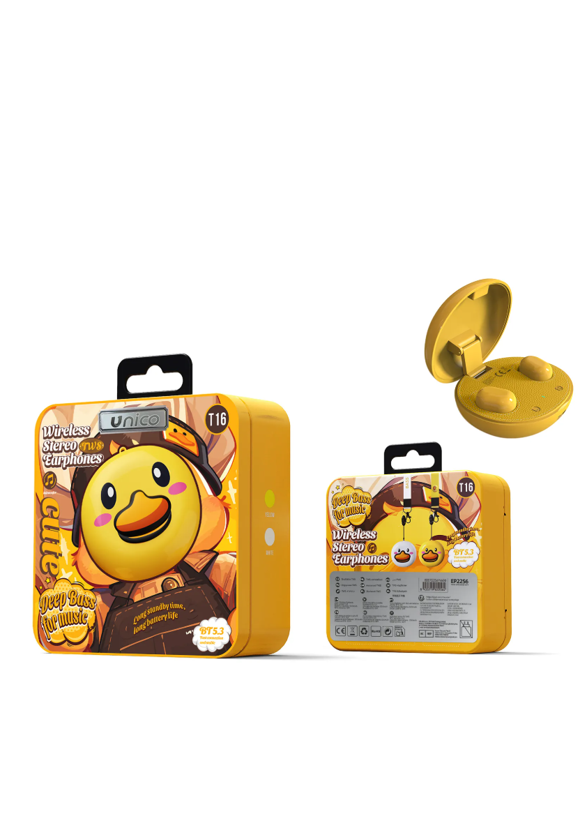 Auricolari Bluetooth TWS Anatra Gialla | Cuffie Wireless Bambini BT5.3 – UNICO