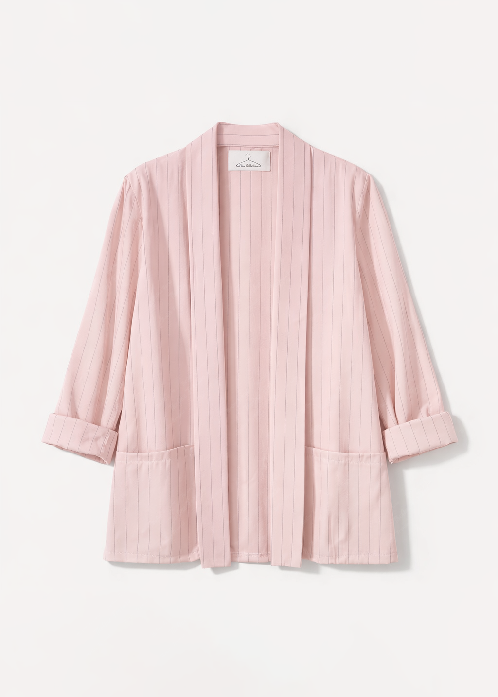 Completo Donna Elegante a Righe | Blazer e Pantaloni Wide Leg Rosa - 382