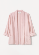 Completo Donna Elegante a Righe | Blazer e Pantaloni Wide Leg Rosa - 382