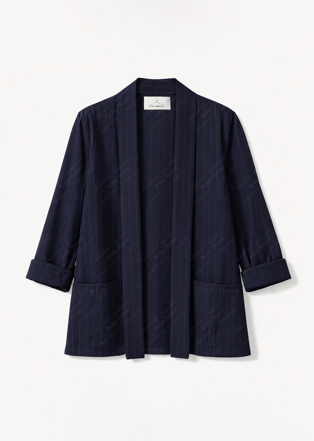 Completo Donna Elegante a Righe | Blazer e Pantaloni Wide Leg Blue notte