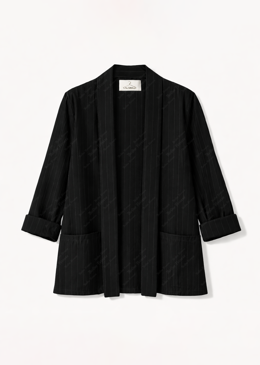 Completo Donna Elegante a Righe | Blazer e Pantaloni Wide Leg Nero