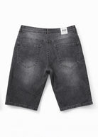 Bermuda Uomo Jeans Nero Denim Slavato Elasticizzato Effetto Vintage Estivo- RE1603