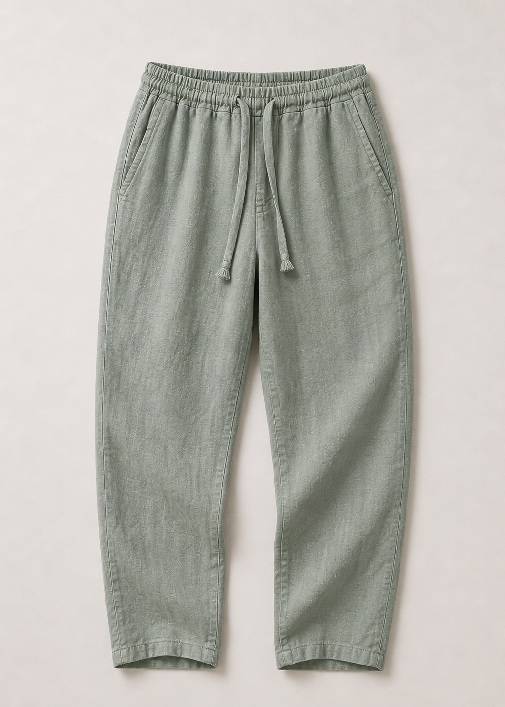 Pantalone Uomo in Lino 100% — Made in Italy Verde.Bottiglia