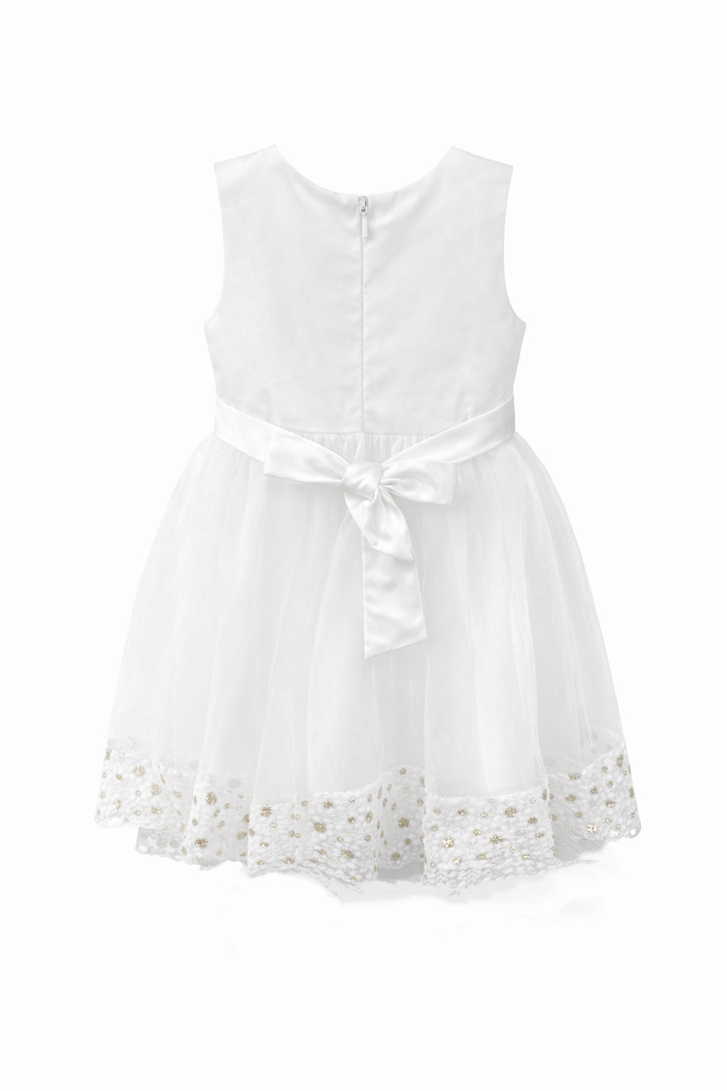 Abito da Cerimonia Bambina Bianco 2–12 Anni – Tulle Elegante con Fiocco | Battesimo, Matrimonio, Comunione 662
