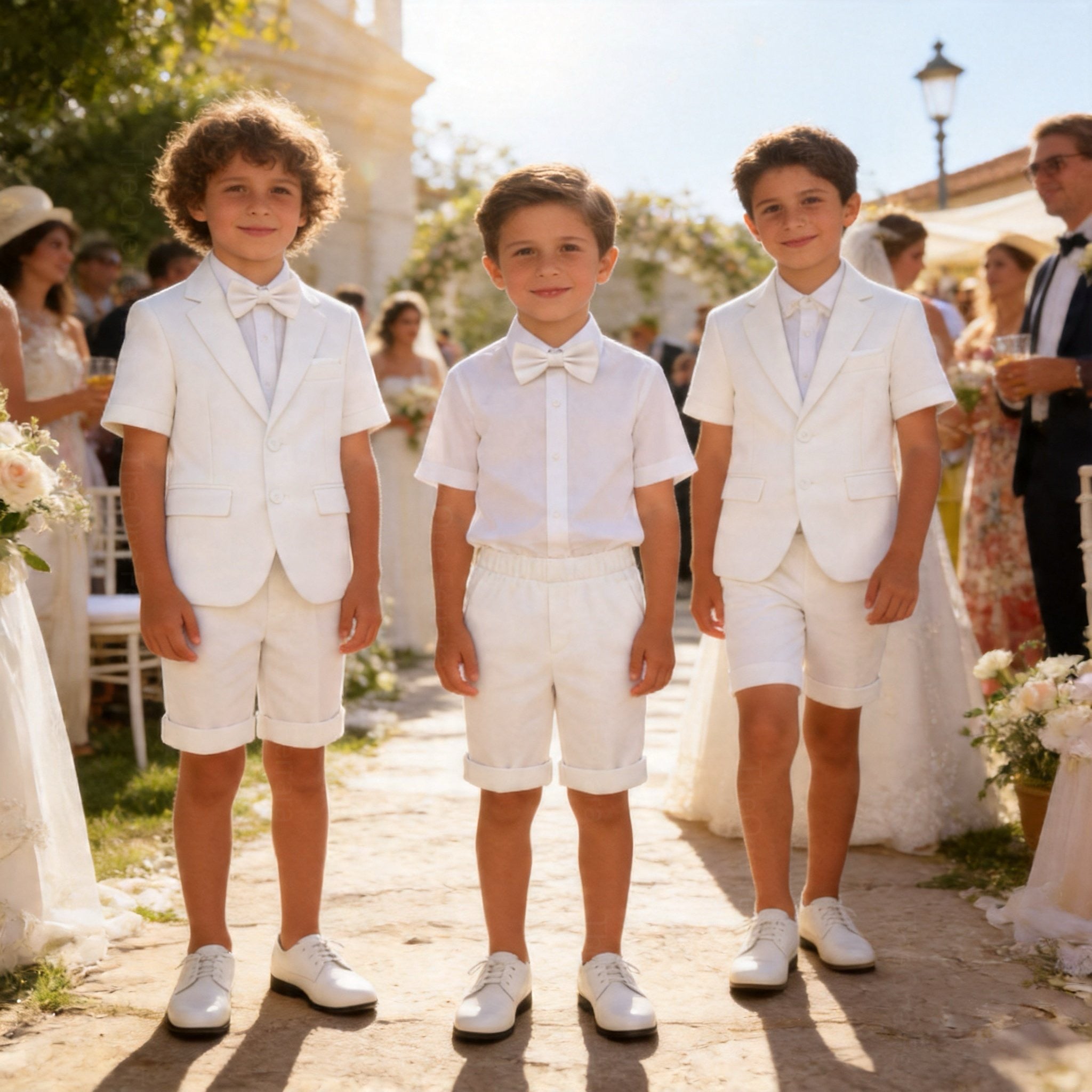Completo Elegante Bambino Estivo 4 Pezzi con Giacca e Pantaloncini Abito Cerimonia Matrimonio 1-10Anni