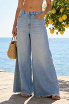 Jeans Donna Palazzo a Gamba Extra Larga – Pantaloni Denim Morbidi Effetto Gonna 1980