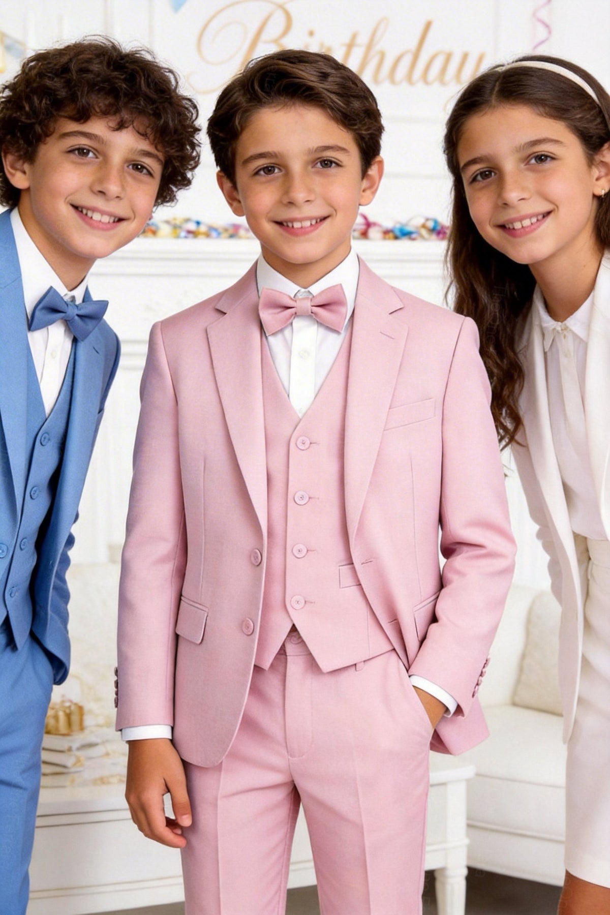 Completo Elegante Bambino Abito Cerimonia Matrimonio 5 Pezzi 1–16 Anni