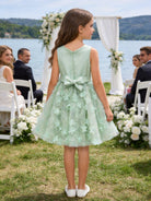 Abito da Cerimonia Bambina 2-12 Anni Elegante – Vestito con Fiori 3D e Gonna in Tulle per Matrimonio, Battesimo e Compleanno 716