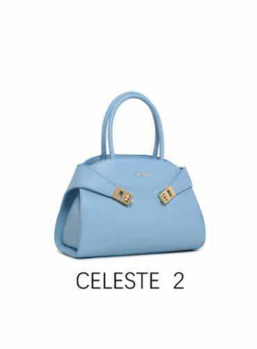 Borsa a Mano Elegante con Dettagli Dorati - Modello 1340-423 Azzurro pastello freddo