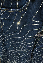 Jeans Donna a Vita Alta con Decorazioni Luminose – Linee Puntinate Brillanti, Gamba Dritta, Stile Urban – Mod. 1080-TheOne