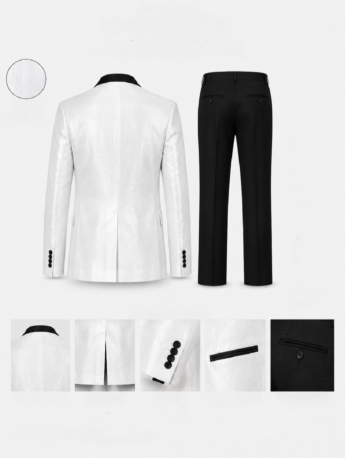 Abito Uomo Cerimonia Bianco Brillantinato Slim Fit con Rever in Raso 2 Pezzi