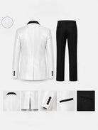 Abito Uomo Cerimonia Bianco Brillantinato Slim Fit con Rever in Raso 2 Pezzi