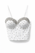 Top Bustier con Strass – Corsetto Donna Sexy Elegante con Coppe 26299 Bianco