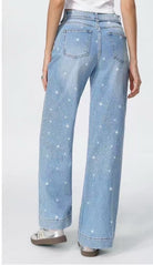 Jeans Donna Wide Leg con Strass – Denim Brillante Vita Alta 2208