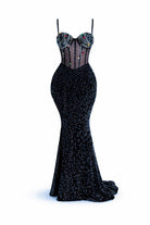 Abito Lungo da Gala con Corsetto Gioiello e Spacco Alto 512127