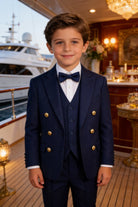 Abito da Cerimonia Bambino 1–16 Anni – Smoking Elegante Blu con Papillon-TheOne