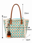 Borsa Shopper Donna Boho Chic con Frange e Nappina Decorativa